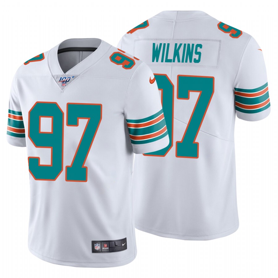 Nike Miami Dolphins #97 Christian Wilkins White Alternate Men Stitched NFL 100th Season Vapor Untouchable Limited Jersey